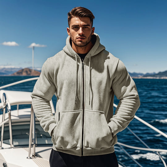 Herren Kapuzen-Sweatjacke mit durchgehendem Reißverschluss, Kängurutasche und verstellbarer Kapuze Nord Taschen