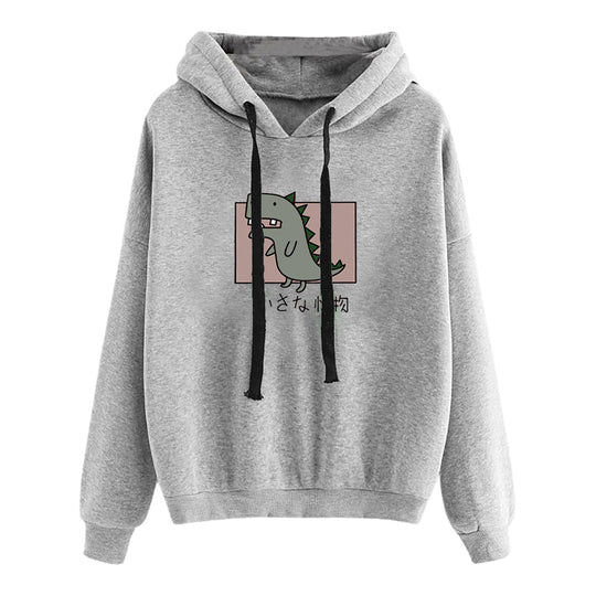 Damen nan kurz geschnittener Cropped-Kapuzenpullover mit niedlicher Frosch-Illustration und verstellbarer Kapuze Nord Taschen