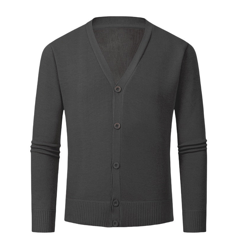 Herren Strickjacke mit V-Ausschnitt und knopflosem Design