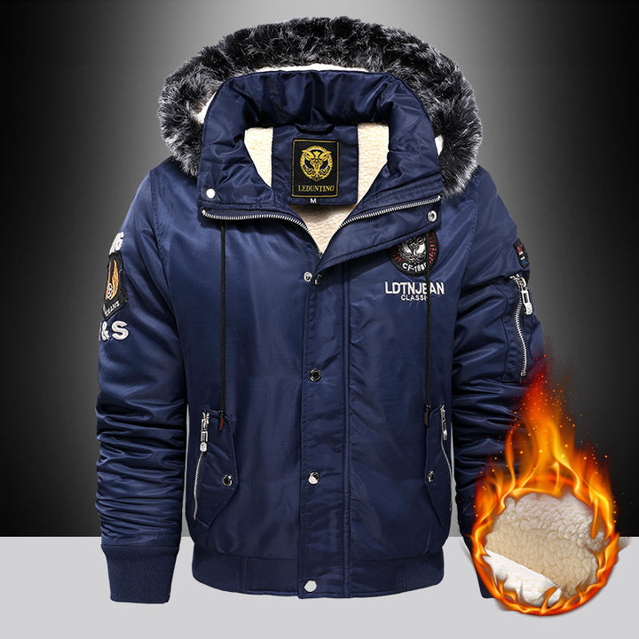 Herren  gefütterte Winterparka mit Teddyfutter, Kunstfellkapuze und multiplen Reißverschlusstaschen Nord Taschen