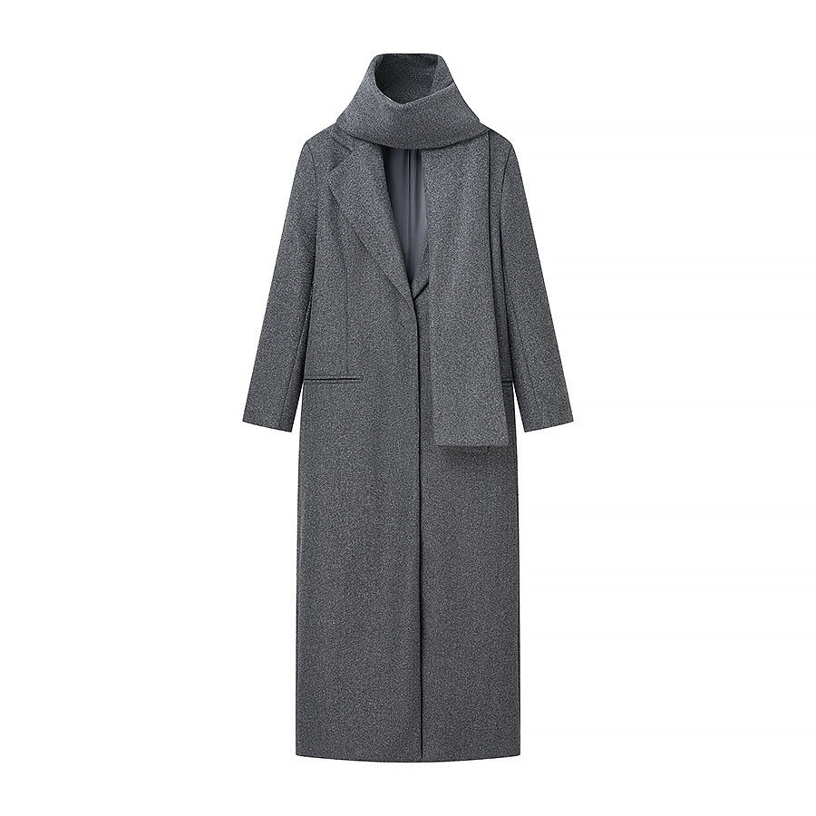 Damen Taillierter Longline-Cape-Mantel aus Wollmix mit überfallendem Cape-Detail Nord Taschen