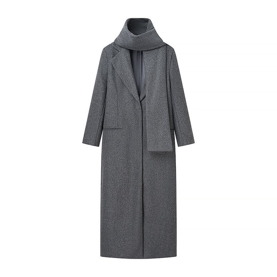 Damen Taillierter Longline-Cape-Mantel aus Wollmix mit überfallendem Cape-Detail Nord Taschen