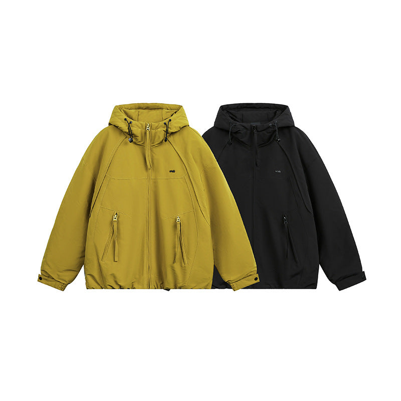Unisex Oversized Kapuzen-Winterjacke mit wasserabweisender Wattierung und Kordelzug Nord Taschen