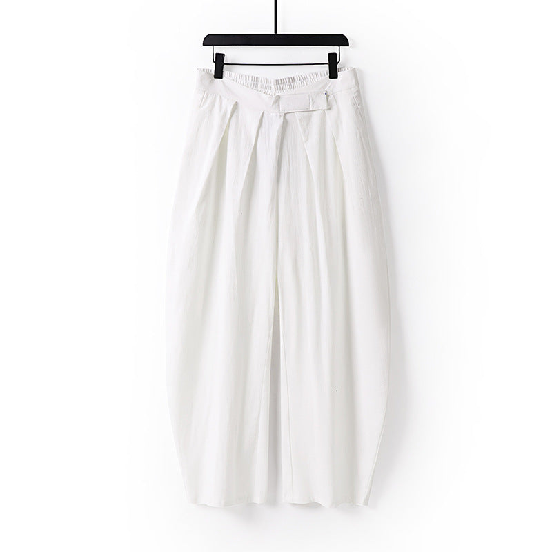 Damen Hochgeschnittene Culotte-Hose mit Bundfalten und elastischem Taillenbund Nord Taschen