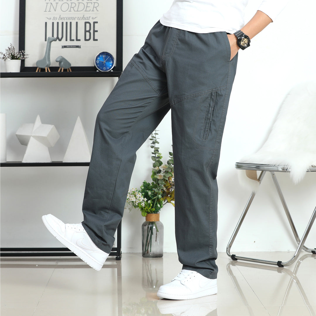 Herren Weite Utility-Cargohose mit elastischem Bund, seitlichen Reißverschlusstaschen und vorgeformten Knien Nord Taschen