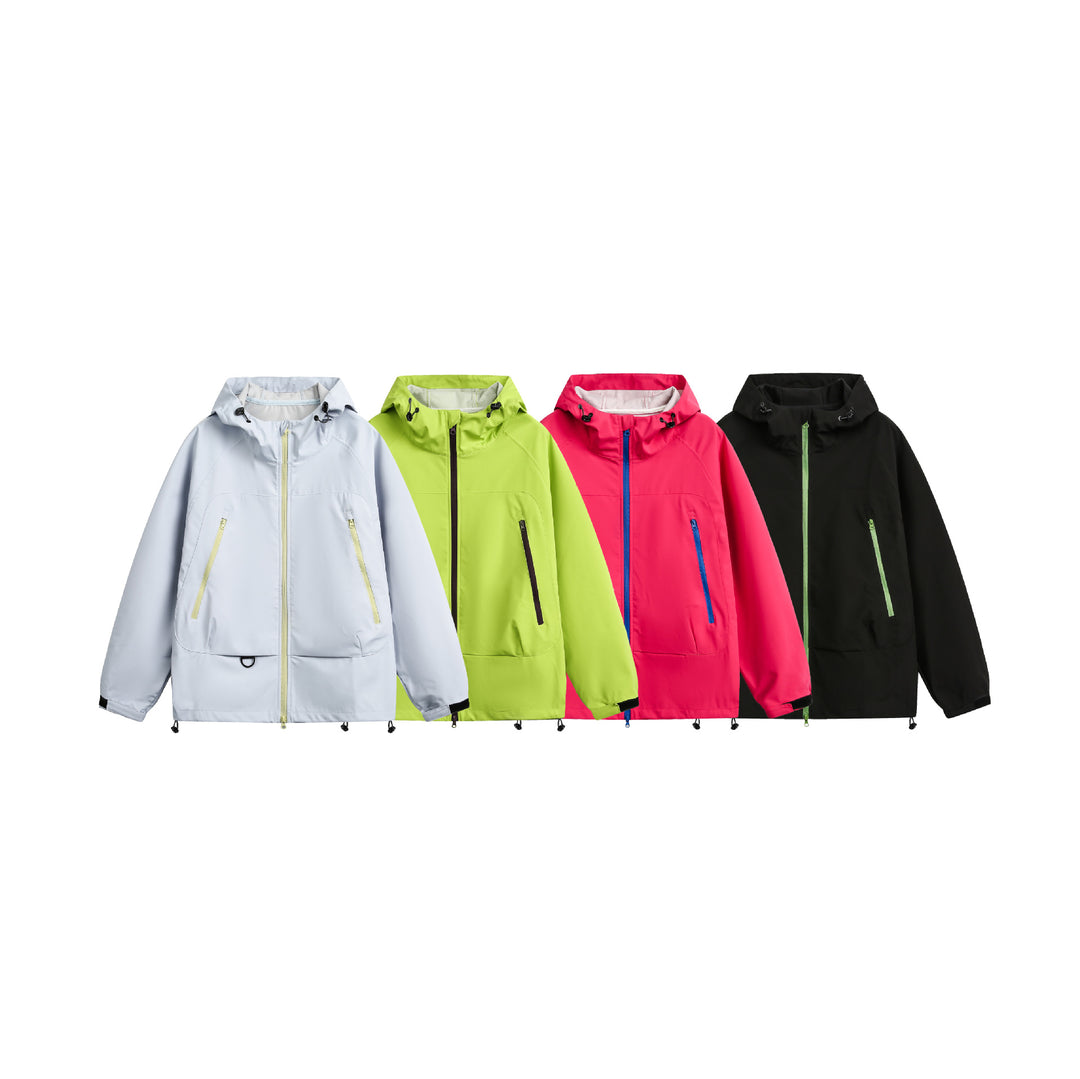 Damen Wasserdichte Softshell‑Regenjacke mit Kapuze, verstellbarem Saum und kontrastierenden Reißverschlüssen Nord Taschen