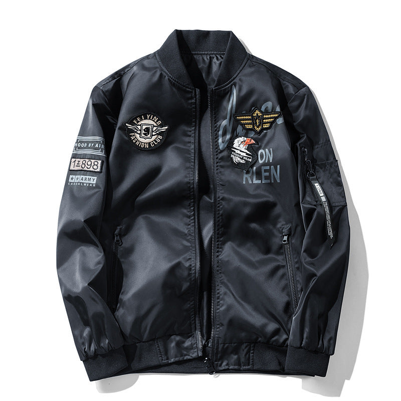 Herren Piloten-Bomberjacke im Aviator-Look mit Patch‑Applikationen und windabweisendem Nylon Nord Taschen