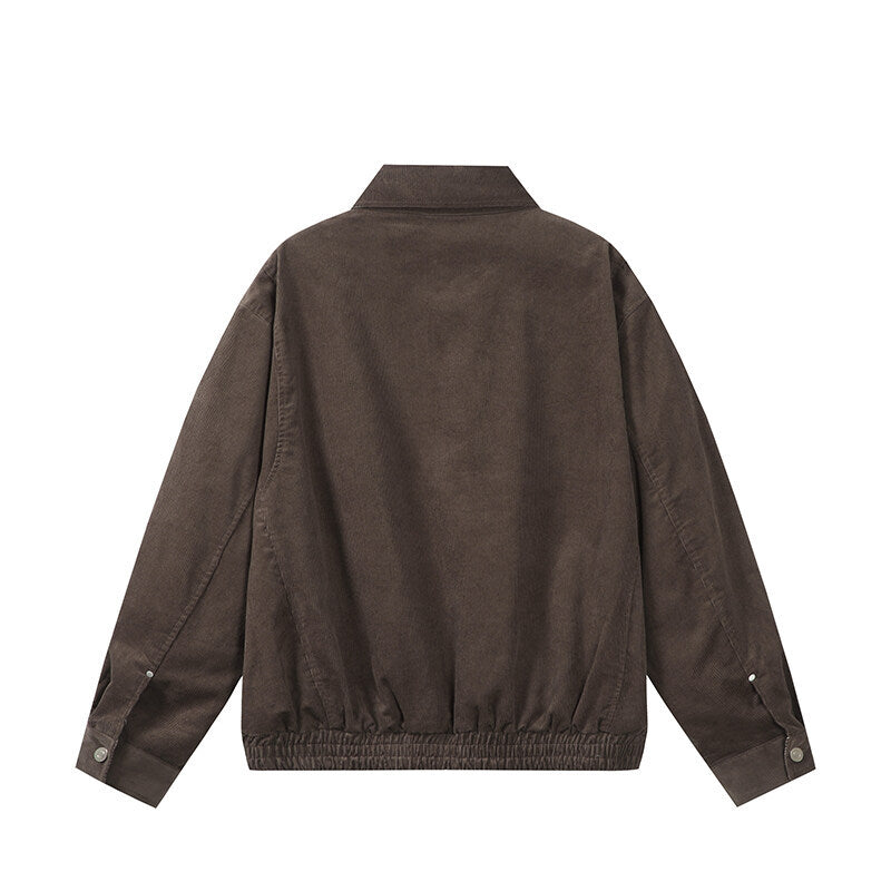 Herren Kastig geschnittene Cord-Blousonjacke mit verdecktem Reißverschluss und elastischem Saum Nord Taschen