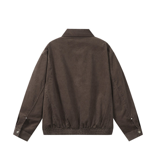 Herren Kastig geschnittene Cord-Blousonjacke mit verdecktem Reißverschluss und elastischem Saum Nord Taschen