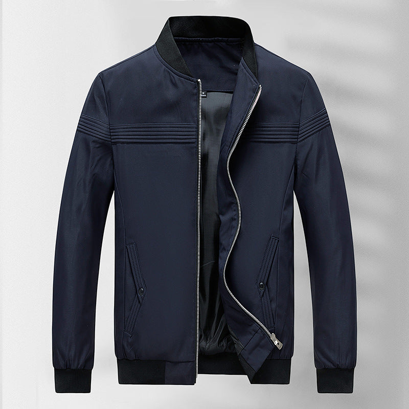 Herren schlichter Slim-Fit Zipper-Blouson mit Stehkragen, tonalen Nahtdetails und elastischen Bündchen Nord Taschen