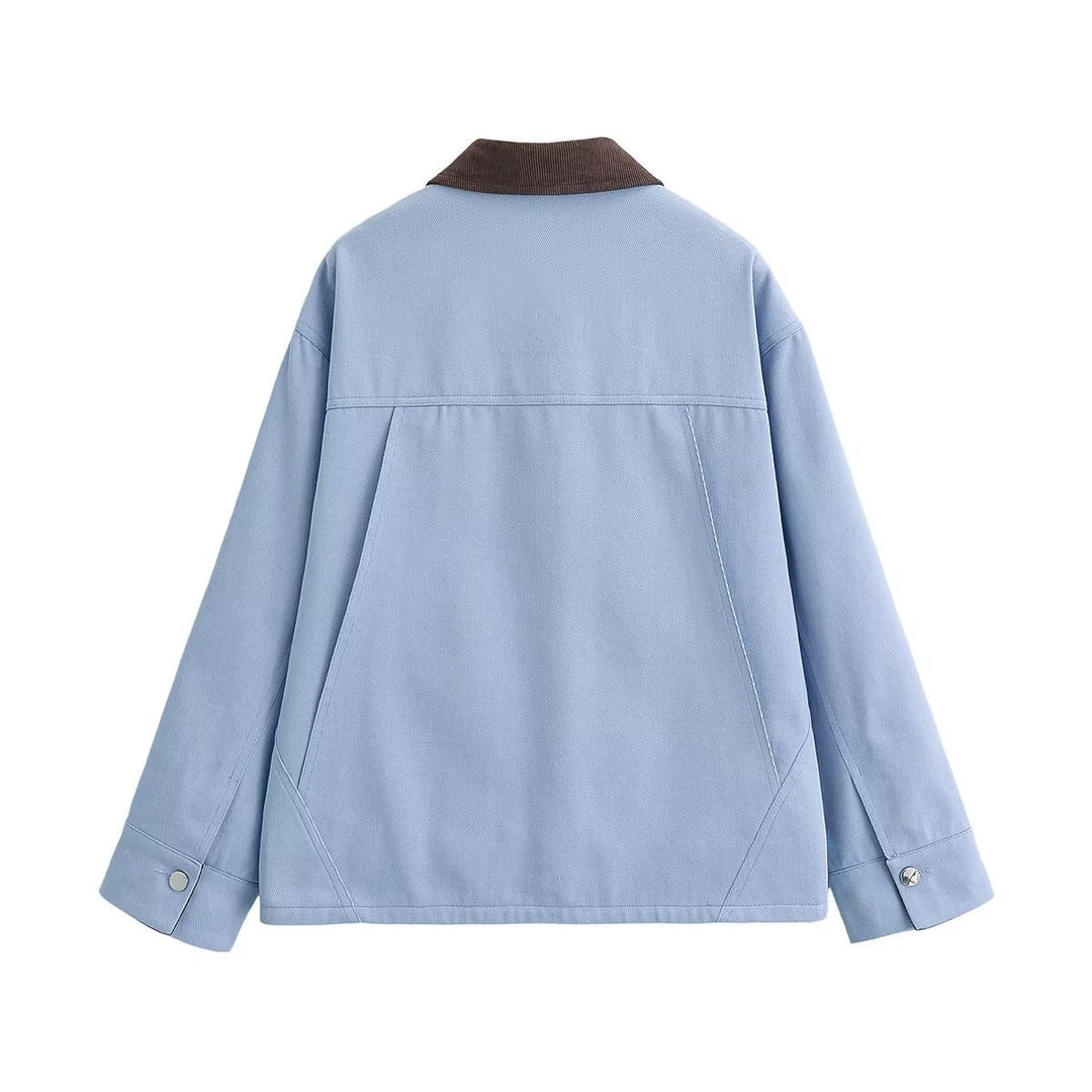 Damen Boxy-Arbeitsjacke mit Cordkragen und vier aufgesetzten Taschen Nord Taschen