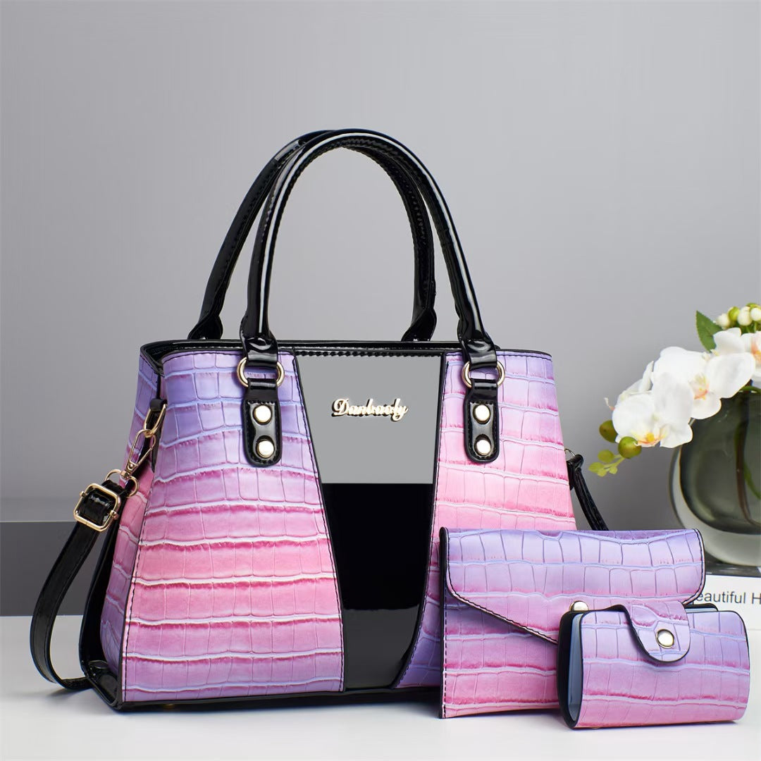 Damen elegante Handtasche mit Kroko-Prägung und abnehmbarer Geldbörse Nord Taschen