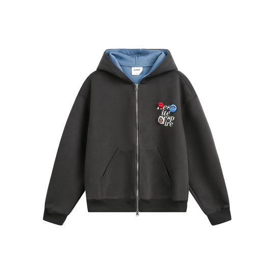 Unisex Kapuzen‑Sweatjacke mit Print‑Badges und Zweiwege‑Reißverschluss Nord Taschen