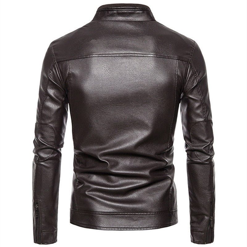 Herren modische Bikerjacke aus Kunstleder mit praktischen Reißverschlusstaschen Nord Taschen