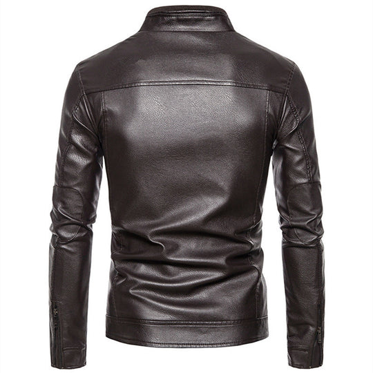 Herren modische Bikerjacke aus Kunstleder mit praktischen Reißverschlusstaschen Nord Taschen