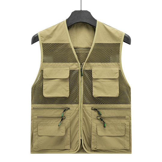 Herren Leichte Mesh-Utility-Weste mit vielen Reißverschluss- und Klapptaschen für Outdoor und Fotografie Nord Taschen