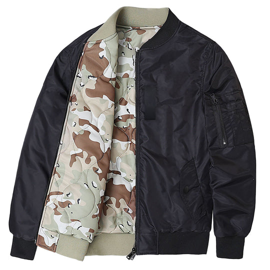 Men's  Reversible Quilted-Lined Bomber Jacket with Sleeve Utility Pocket and Ribbed Trims Nord Taschen