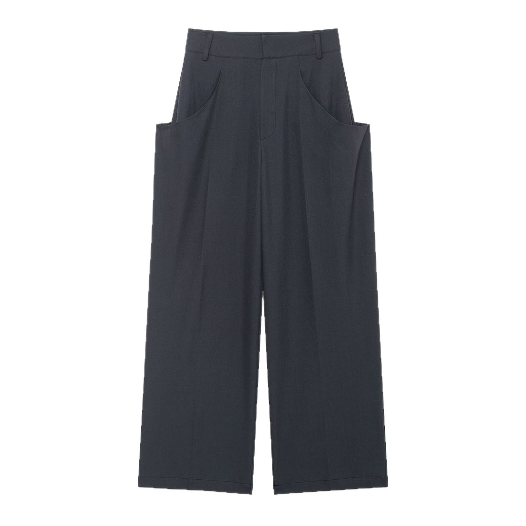 Damen Weite Culotte‑Hose mit hoher Taille und großen aufgesetzten Taschen Nord Taschen