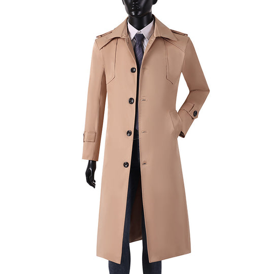 Herren Lang geschnittener Trenchcoat mit klassischem Revers und wasserabweisendem Finish Nord Taschen