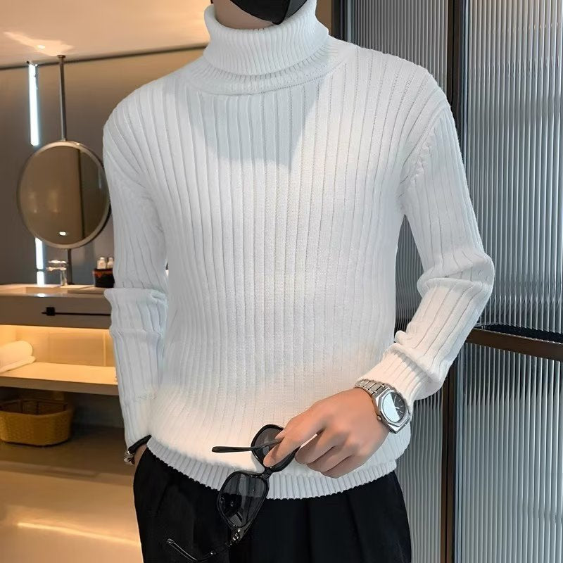 Herren Enganliegender Gerippter Rollkragenpullover aus Feinstrick Nord Taschen