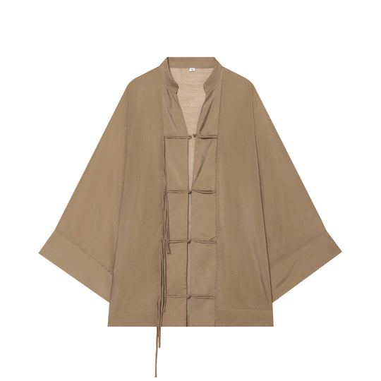 Damen Kimono-Capejacke mit Chinaknopfverschluss und langen Quasten Nord Taschen