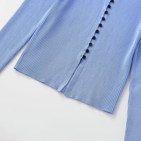 Damen Strickcardigan mit Rippenstruktur und Polokragen Nord Taschen