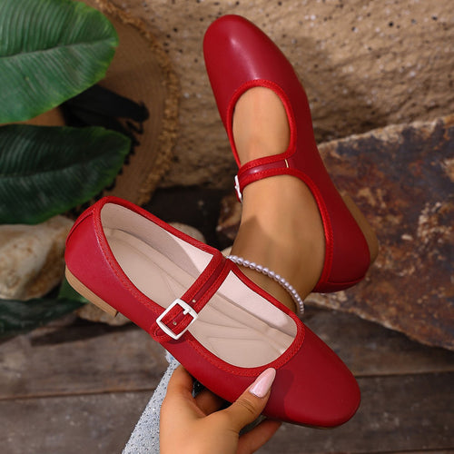Damen Ballerinas mit praktischem Schnallenverschluss und bequemer Sohle