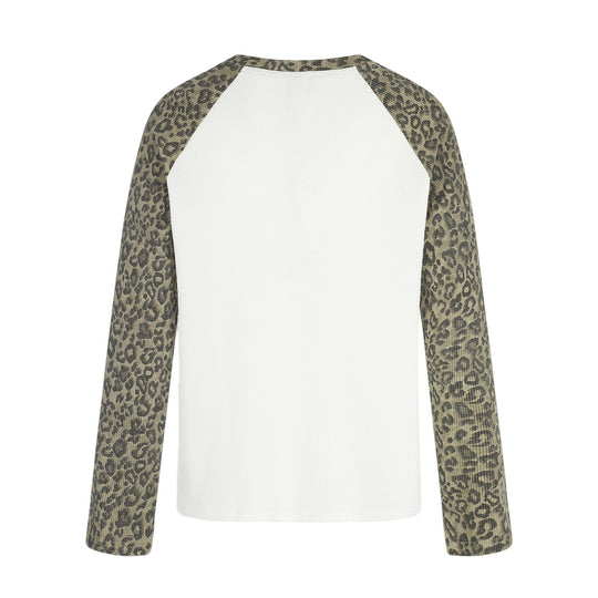 Damen Langarmshirt im Baseball-Stil mit Leopardenärmeln und Grafikprint Nord Taschen