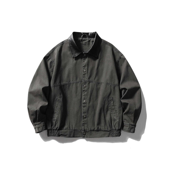 Herren kastig geschnittener Canvas‑Blouson mit kontrastierendem Lederkragen und elastischem Saum Nord Taschen