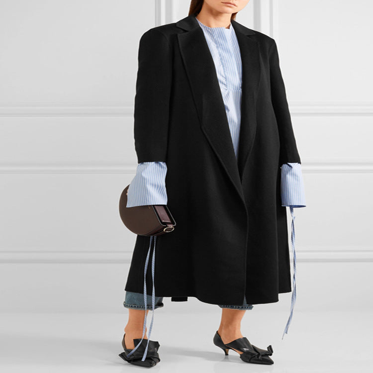 Damen Oversize Longmantel im minimalistischen Schalkragen‑Tailoring Nord Taschen