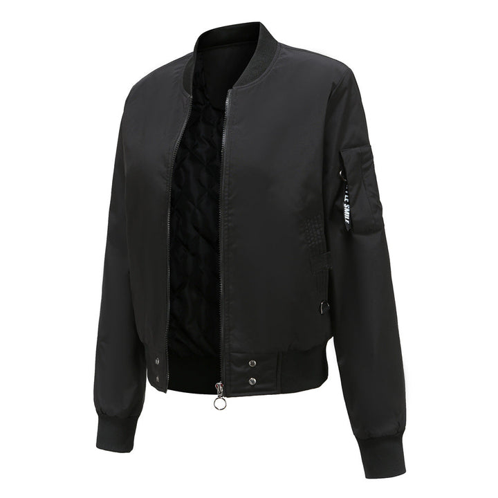 Damen modische Bomberjacke mit praktischen Taschen und seitlichen Einsätzen