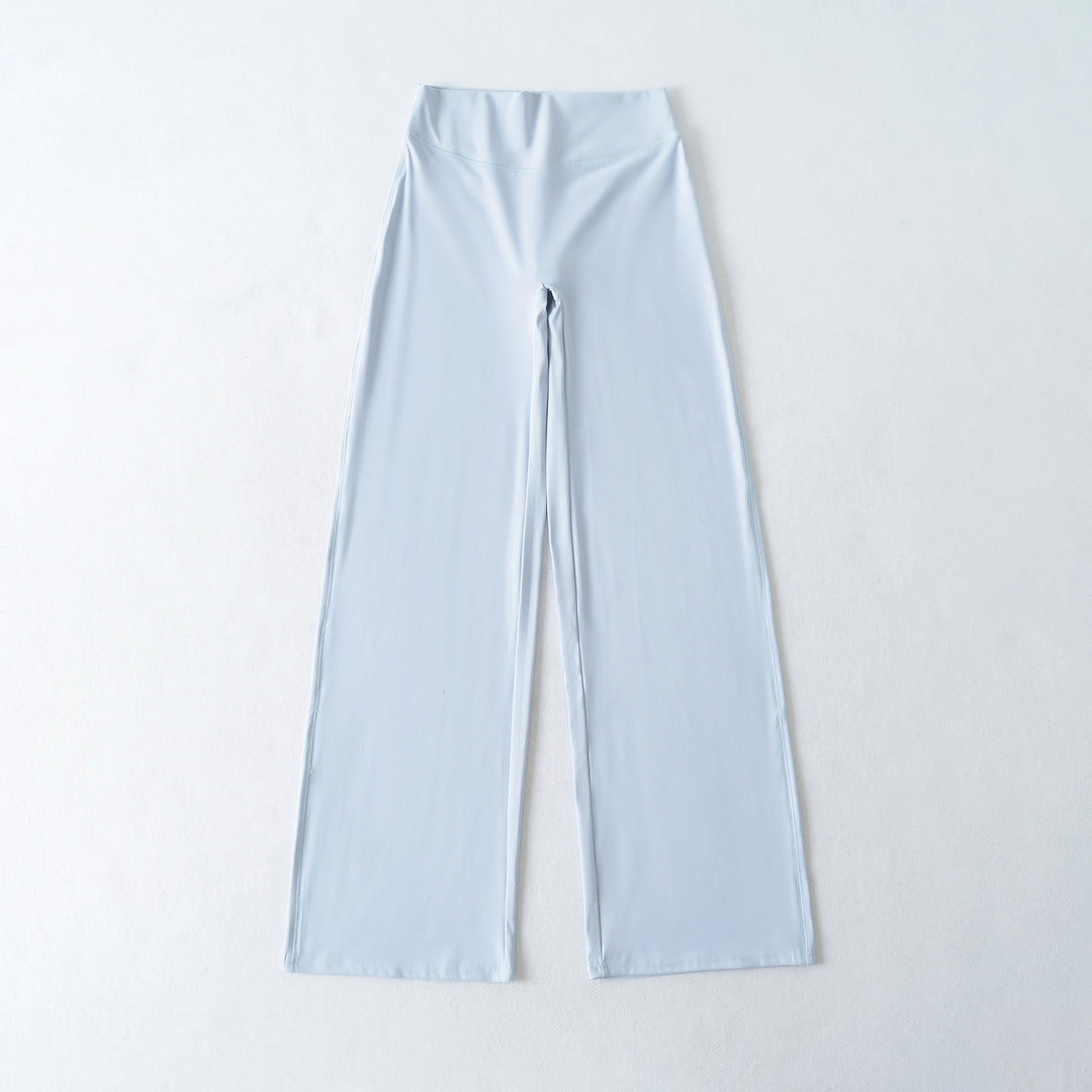 Damen Weite High Waist Loungehose aus Stretchjersey mit fließendem Schlag Nord Taschen