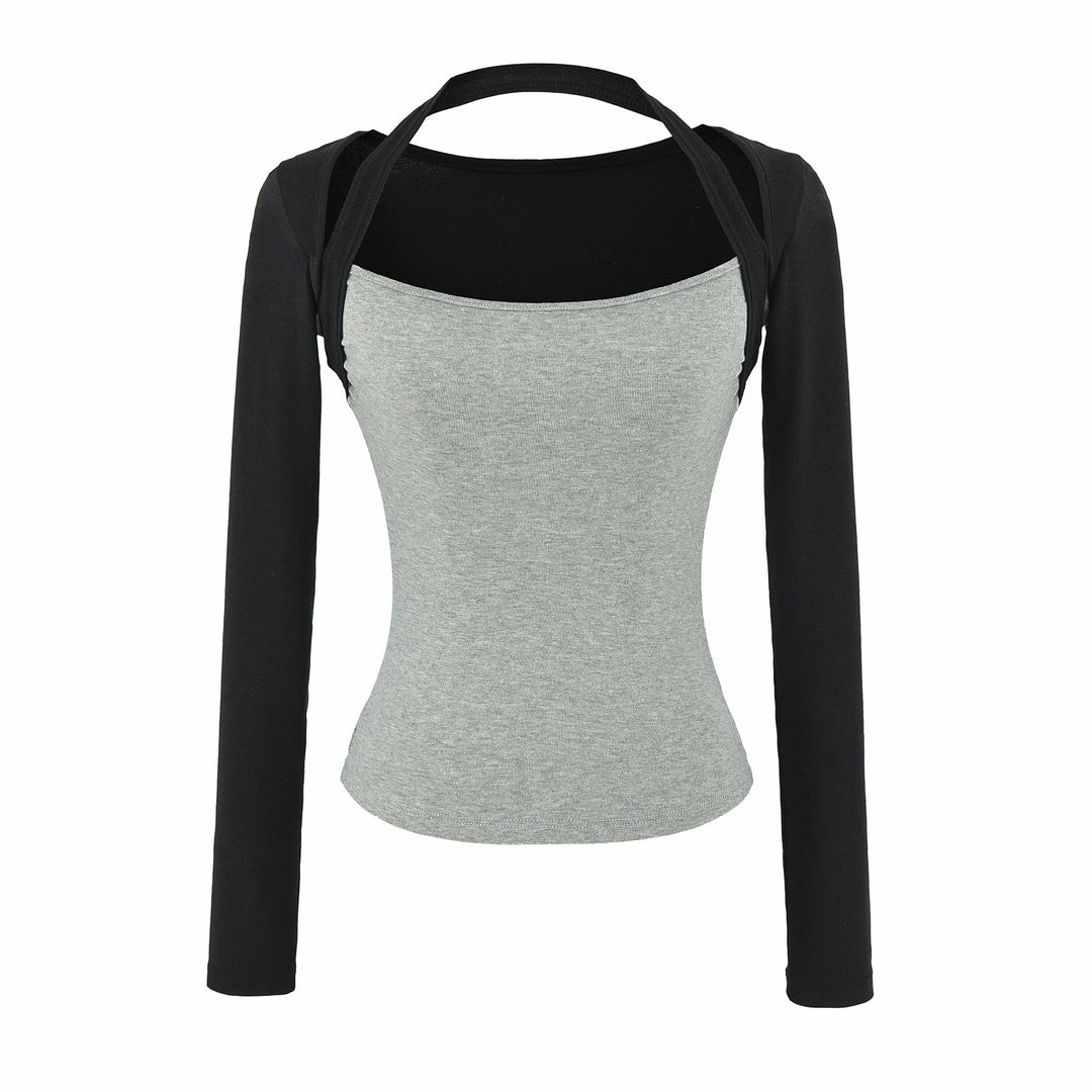 Damen Figurbetontes Layering-Top mit integriertem Bolero-Ärmel und Neckholder-Detail Nord Taschen