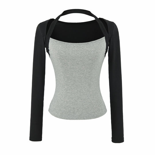 Damen Figurbetontes Layering-Top mit integriertem Bolero-Ärmel und Neckholder-Detail Nord Taschen