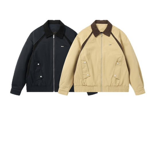 Herren Kurz geschnittener Boxy-Blouson mit Cordkragen, Zwei-Wege-Reißverschluss und Pattentaschen Nord Taschen