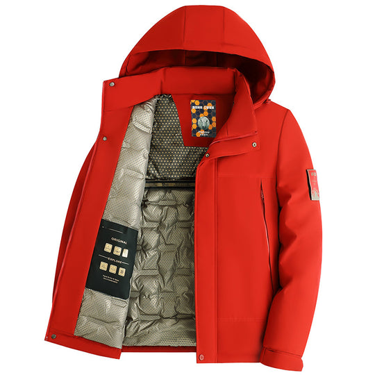 Herren Wattierte Kapuzenjacke mit 3D-Quilt-Innenfutter und wasserabweisender Außenhülle Nord Taschen