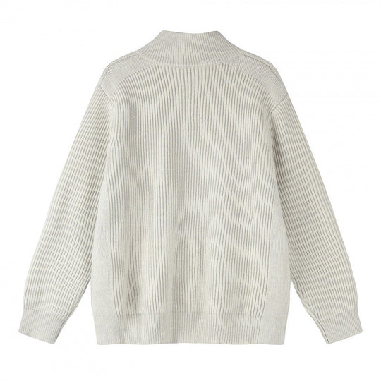 Unisex Grobgestrickter Reißverschluss-Strickcardigan mit Stehkragen und Rippstruktur Nord Taschen