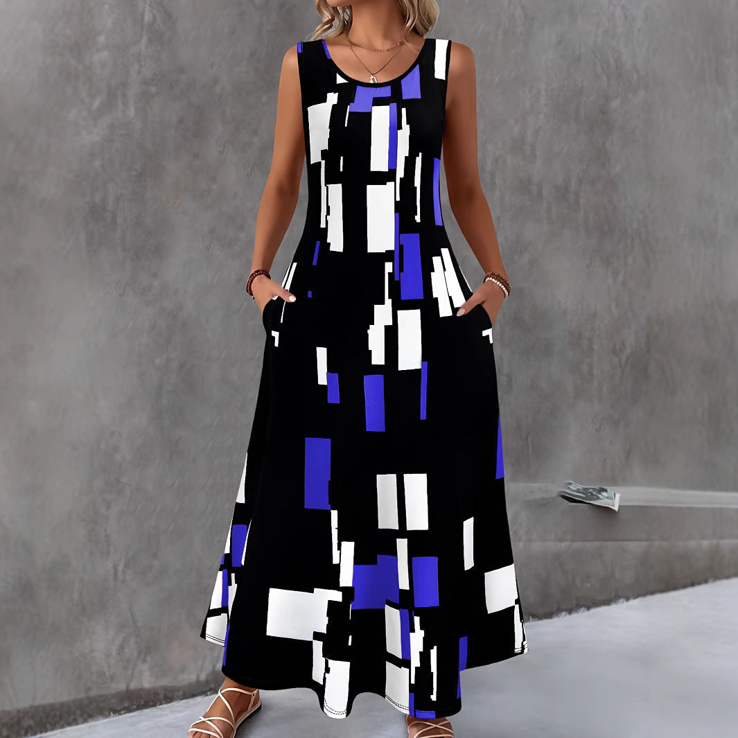 Damen Maxikleid mit buntem Grafikdesign