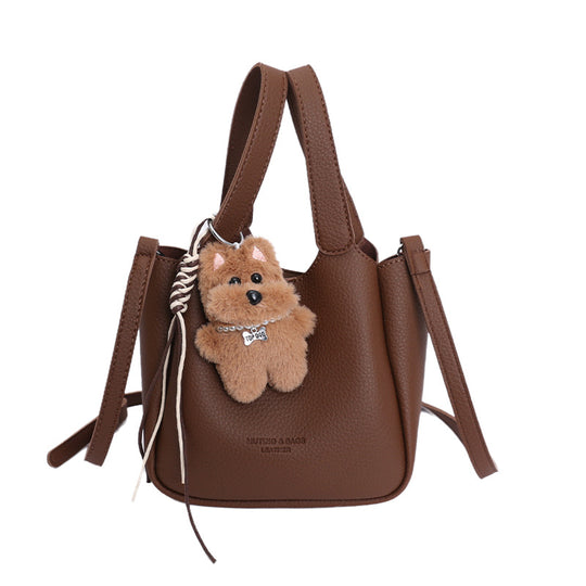 Damen kleine Handtasche mit abnehmbarem Plüschanhänger Nord Taschen