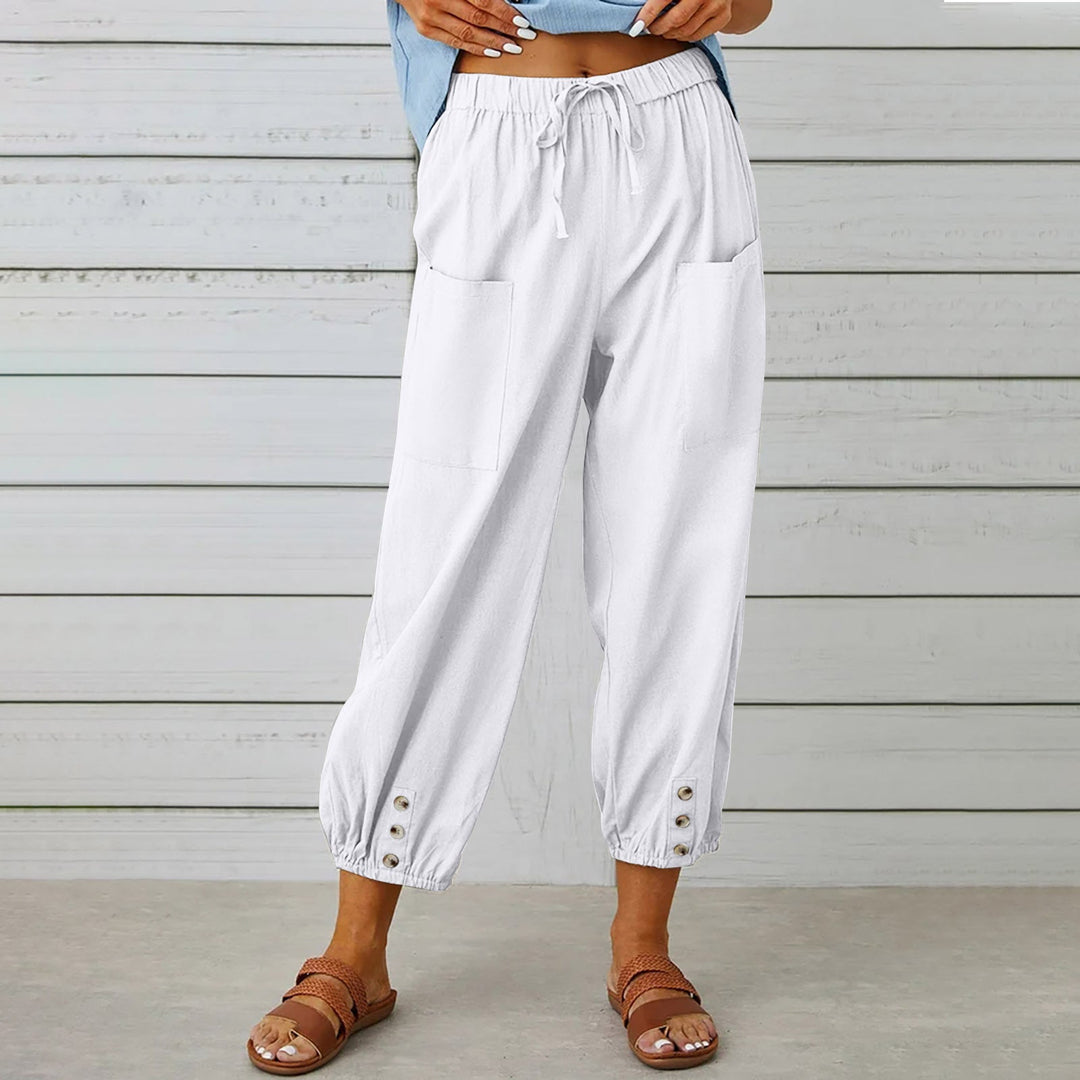 Damen modische Freizeit-Hose mit praktischen Taschen und elastischen Bündchen