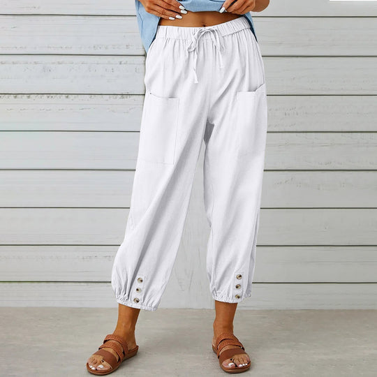 Damen modische Freizeit-Hose mit praktischen Taschen und elastischen Bündchen