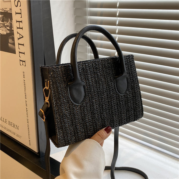 Damen elegante Strohtasche mit Lederakzenten Nord Taschen