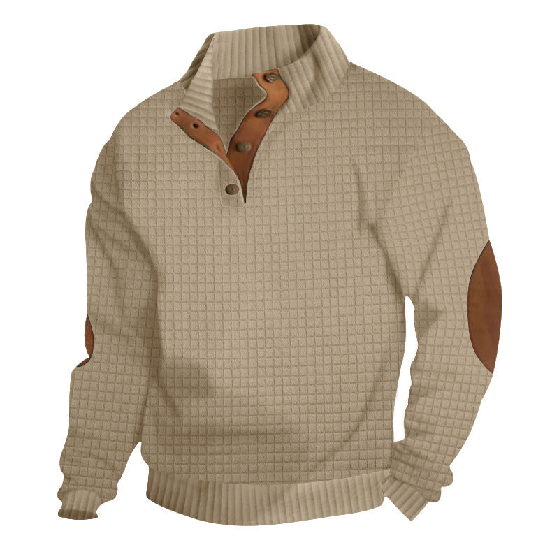 Herren Strukturierter Pullover mit Halbknopf-Leiste und Ellbogenpatches Nord Taschen