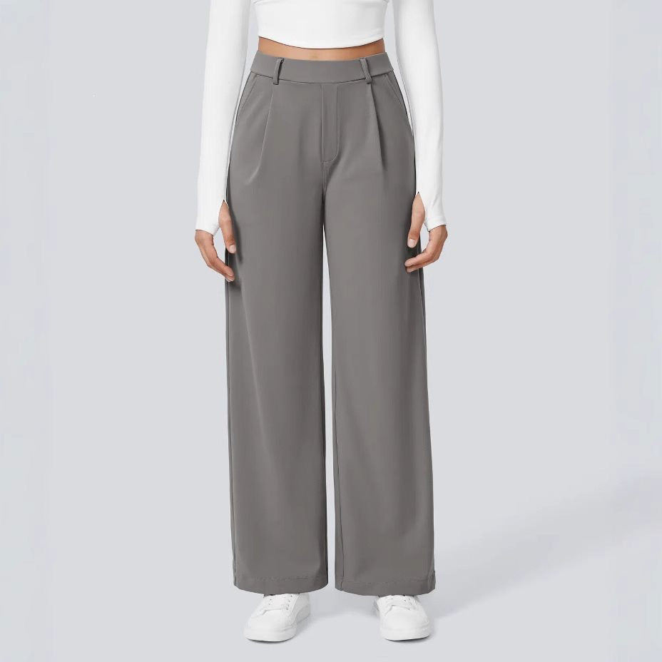Damen Weite High‑Waist Palazzo‑Hose mit Bundfalten und Eingrifftaschen Nord Taschen