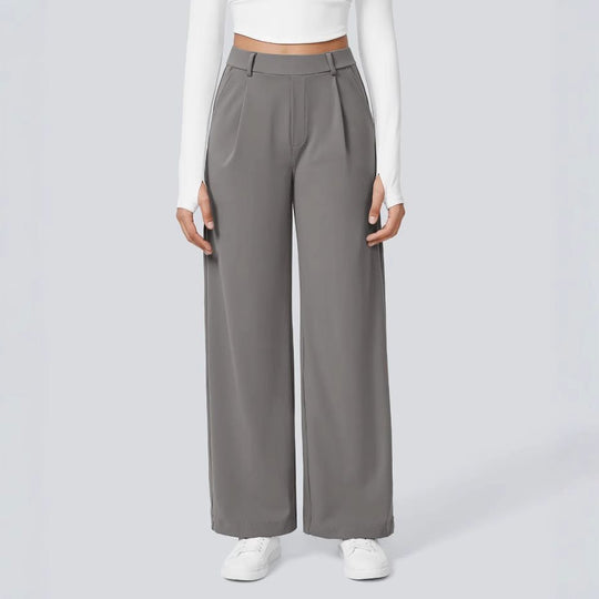 Damen Weite High‑Waist Palazzo‑Hose mit Bundfalten und Eingrifftaschen Nord Taschen