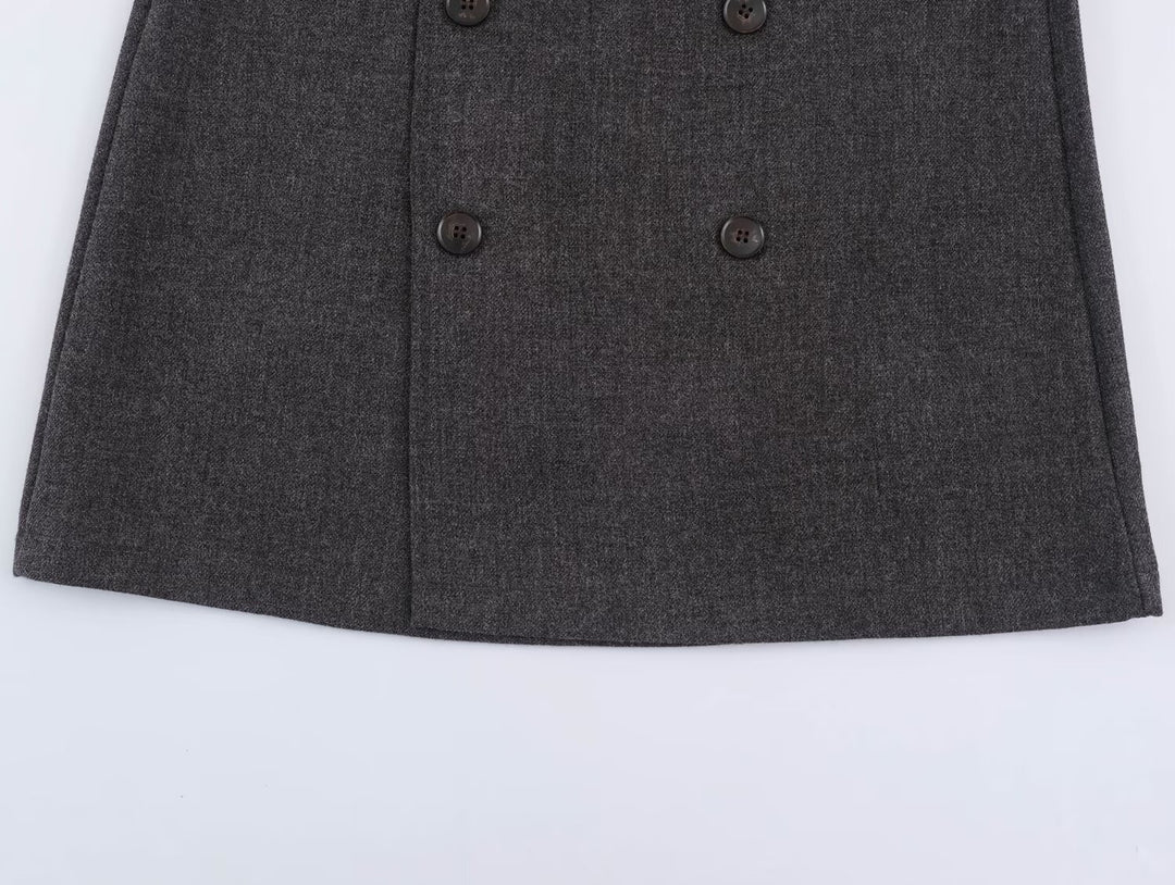 Damen Midirock im A-Linien-Cut mit doppelreihiger Knopfleiste und Taillengürtel Nord Taschen
