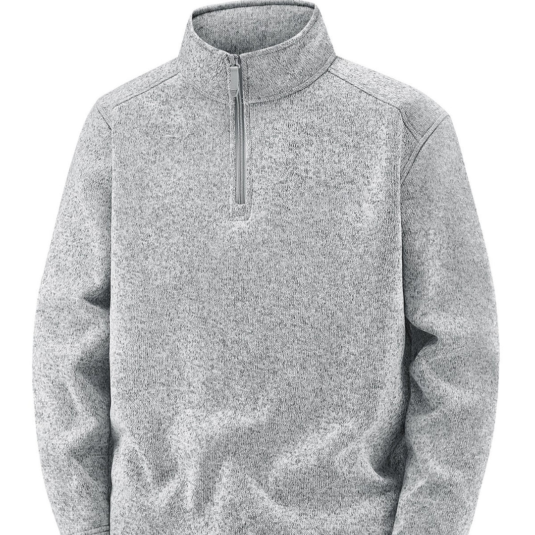 Herren Thermischer Strick-Fleecepullover mit halbem Reißverschluss und Stehkragen Nord Taschen