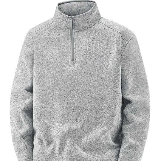 Herren Thermischer Strick-Fleecepullover mit halbem Reißverschluss und Stehkragen Nord Taschen
