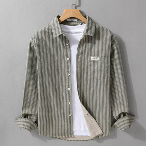 Herren Casual-Streifenhemd im Overshirt‑Stil mit Kentkragen Nord Taschen