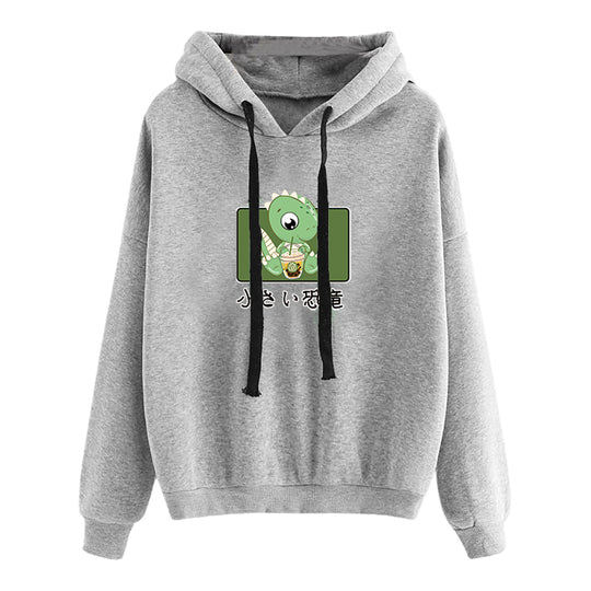 Damen nan kurz geschnittener Cropped-Kapuzenpullover mit niedlicher Frosch-Illustration und verstellbarer Kapuze Nord Taschen